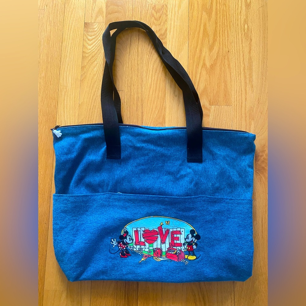 Disney l Mickey and Minnie Love Denim Vintage Tote Bag